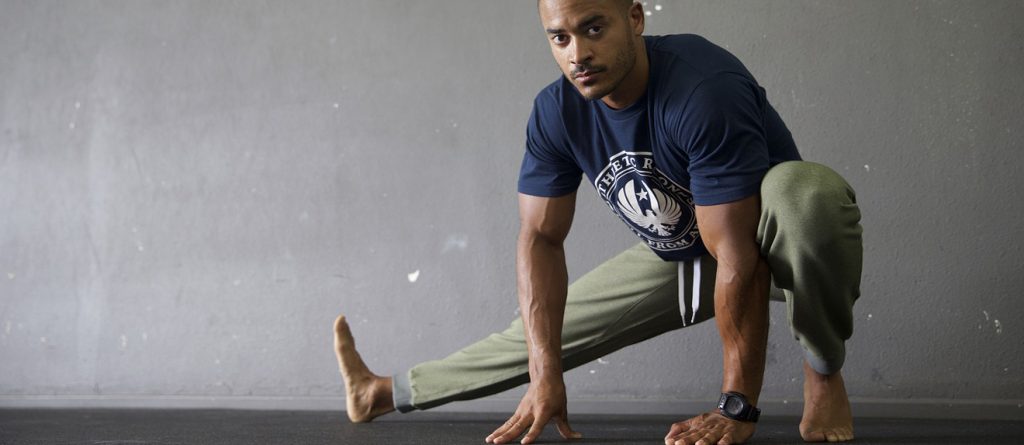 Guy stretching